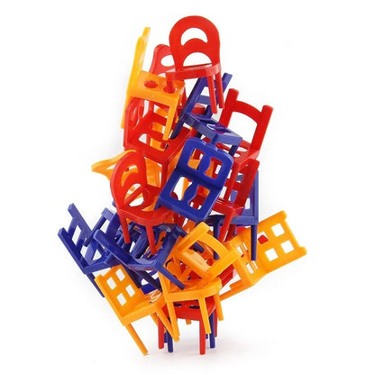 Colorful plastic balance chairs stacking game for educational family fun