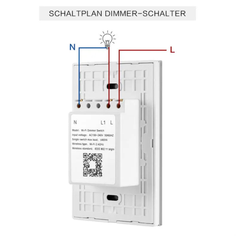 Smart Dimmer 120 Type WiFi Touch Switch with Alexa Stepless Dimming Remote Control for Incandescent Halogen Energy Saving Lamps LED Tubes AC100-240V 400W Load PC Fireproof Shell Black or White