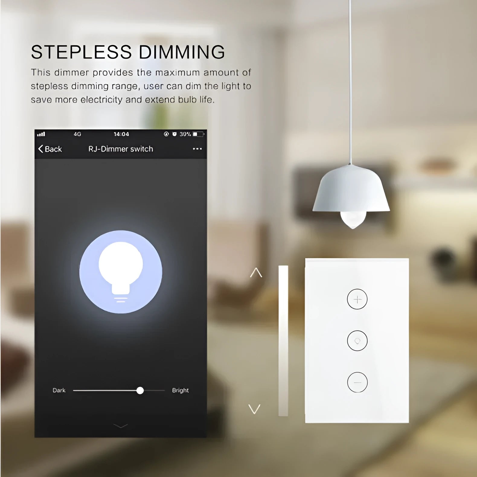 120 type smart WiFi touch dimmer switch in black or white with tempered glass panel