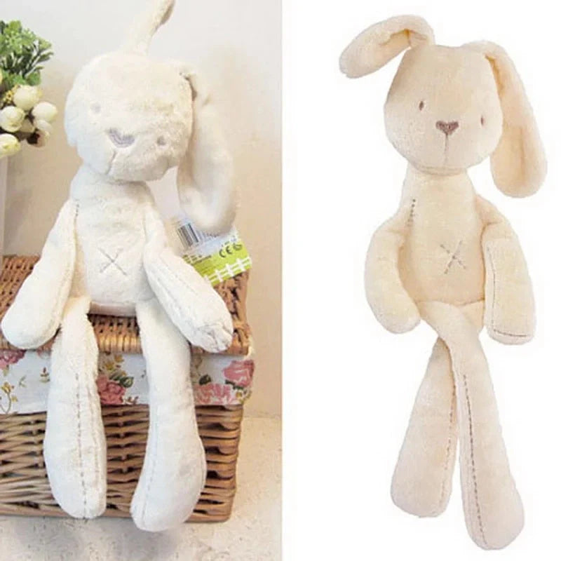 Beige Bunny Plush Toy with soft fur and long ears for babies and toddlers