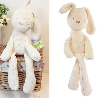 Beige Bunny Plush Toy with soft fur and long ears for babies and toddlers