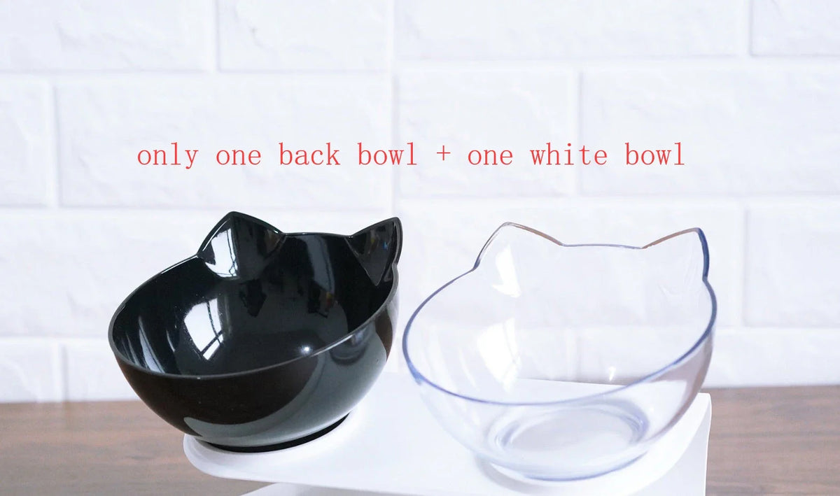 An inclined cat food bowl with a transparent design and a sturdy base, providing a comfortable and hygienic dining experience for your feline friend.
