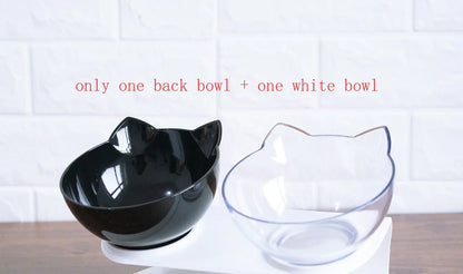 An inclined cat food bowl with a transparent design and a sturdy base, providing a comfortable and hygienic dining experience for your feline friend.