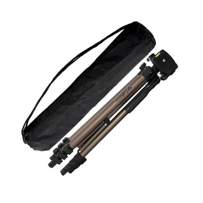 Black aluminium hydraulic PTZ camera tripod extended to 1.3m with phone holder and Bluetooth remote
