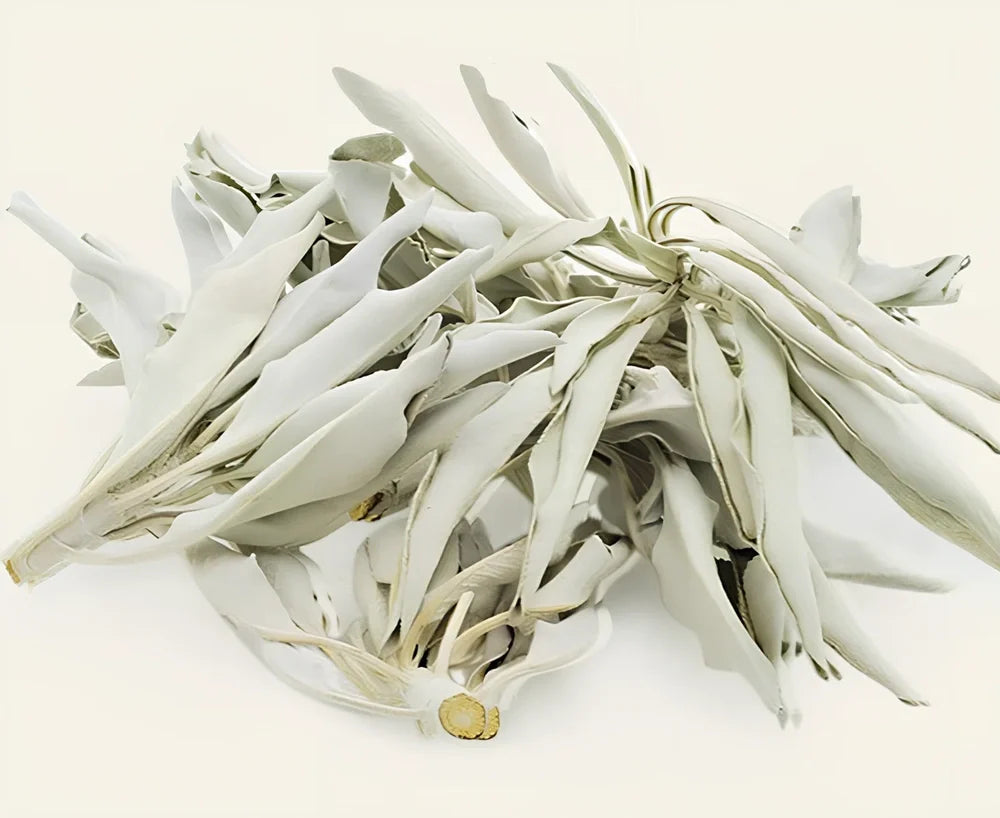 18cm white sage pure leaf bundle, 70g weight, for 2-hour space purification and crystal cleansing