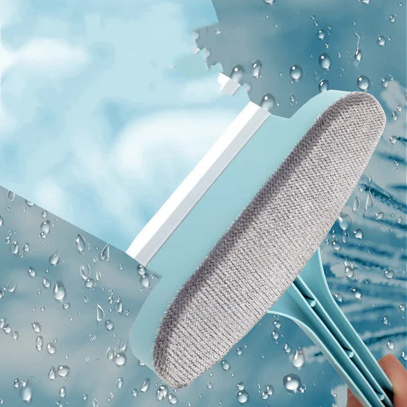 Blue window cleaning brush tool with detachable head and crevice brush for screens and glass.