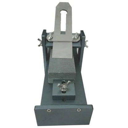 Fixed angle sharpening tool made of aluminium and stainless steel for sharpening woodworking chisels and planers.