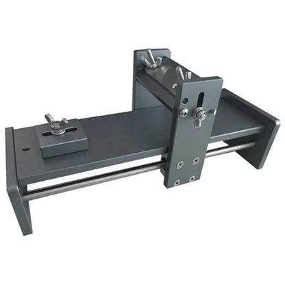 Fixed angle sharpening tool made of aluminium and stainless steel for sharpening woodworking chisels and planers.