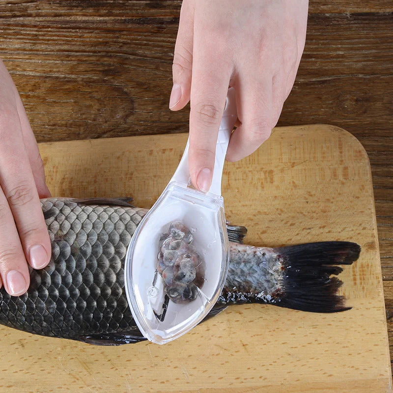 Fish Scale Scraper with cover design and hanging hole for easy storage