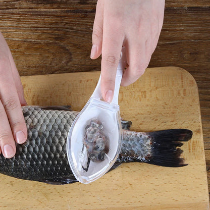 Fish Scale Scraper with cover design and hanging hole for easy storage