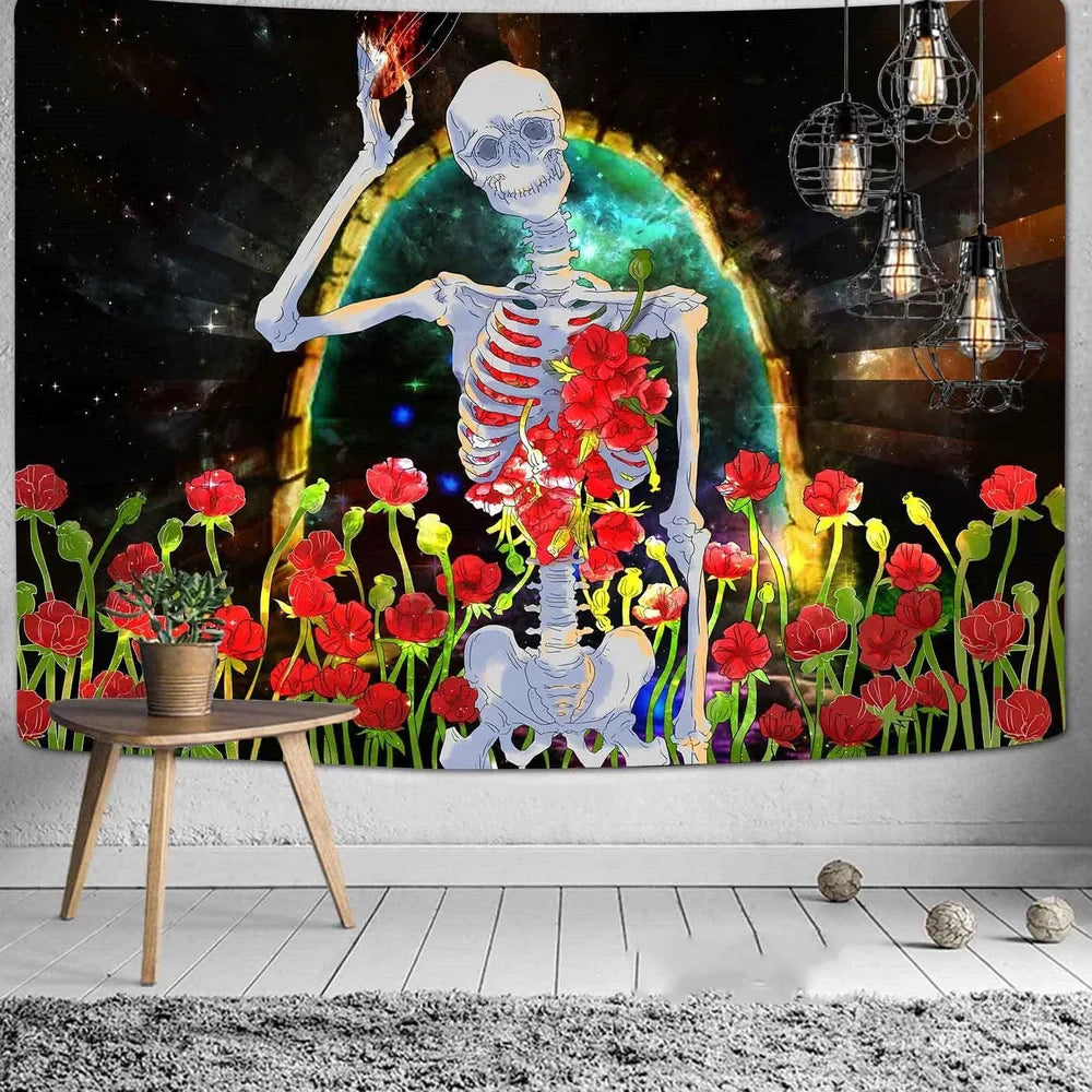 Polyester tapestry with 3D digital printing showing depth effect, available in 22 colours including army green and violet