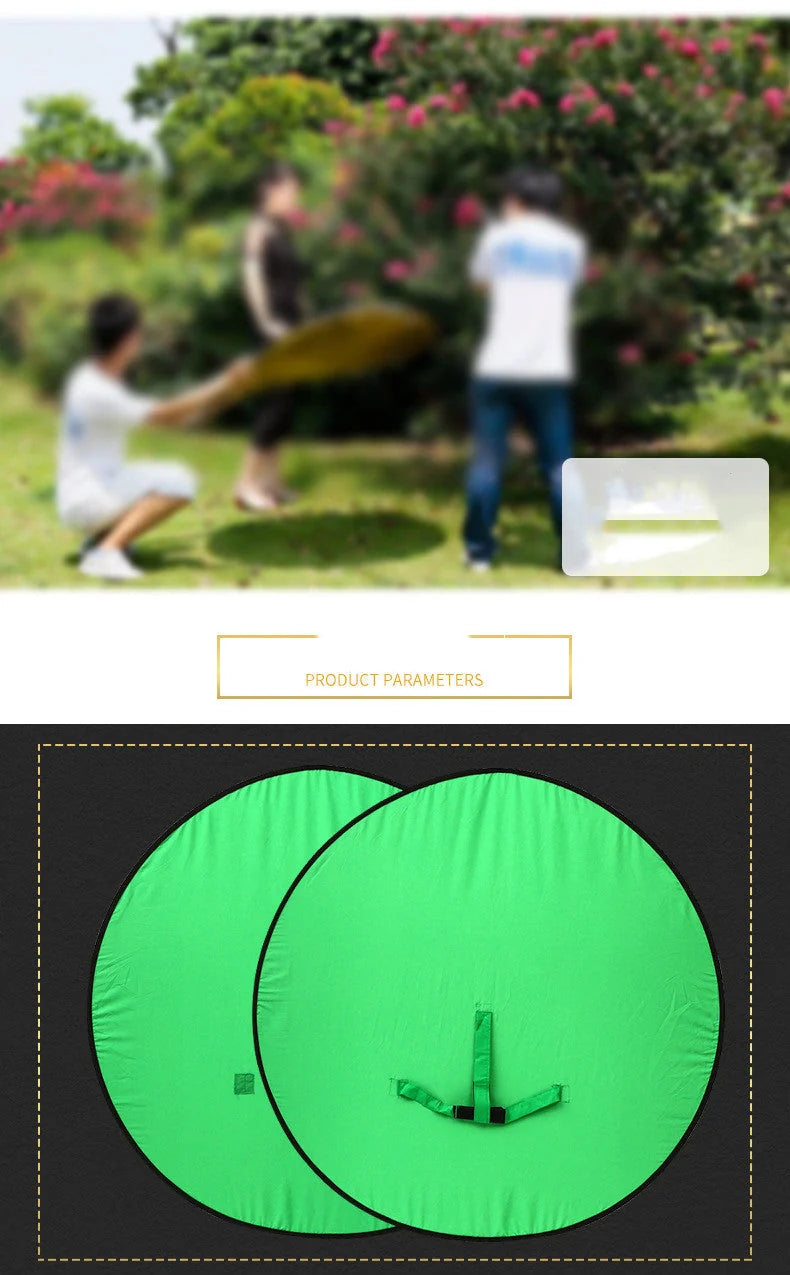 Professional green screen background board for photography, foldable design with steel spring frame
