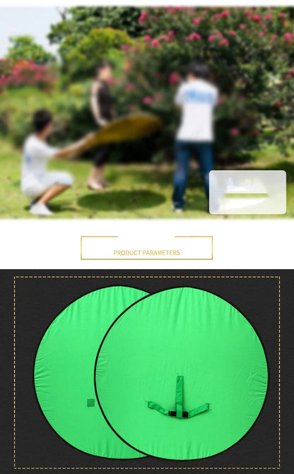 Professional green screen background board for photography, foldable design with steel spring frame