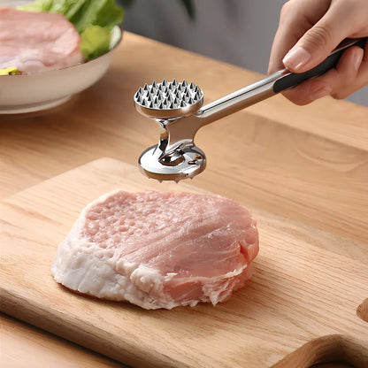 Zinc alloy meat hammer measuring 22x5.5cm for steak tenderising with flat pounding surface