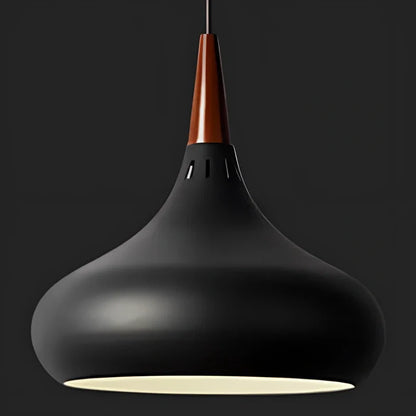 Modern solid wood chandelier with aluminium frame and single LED light head