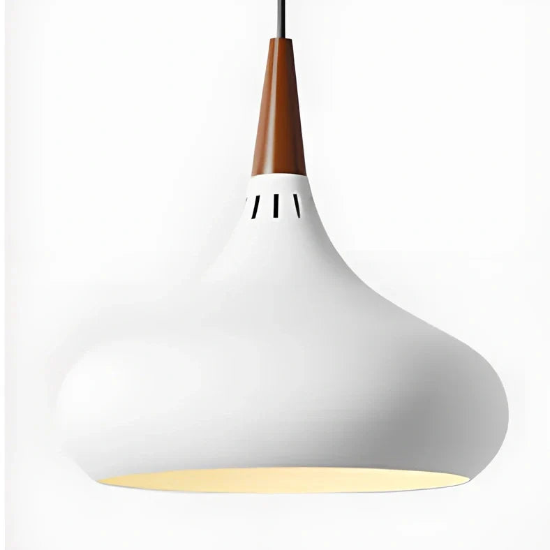 Modern solid wood chandelier with aluminium frame and single LED light head