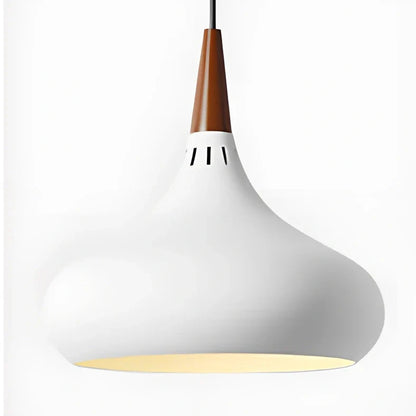 Modern solid wood chandelier with aluminium frame and single LED light head