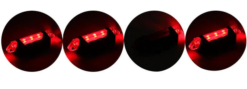 USB rechargeable bike light set with front and rear safety lights for cycling in various modes and colors