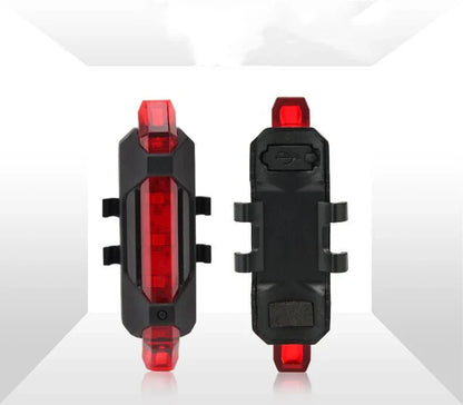USB rechargeable bike light set with front and rear safety lights for cycling in various modes and colors