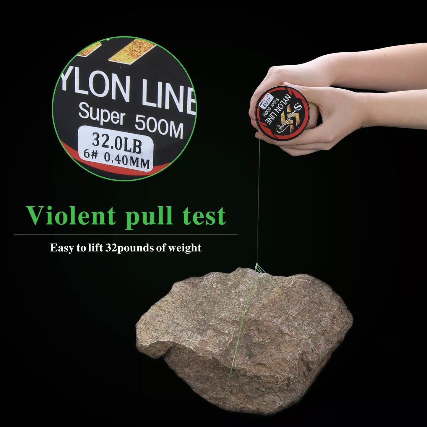 Sougayilang 500M Monofilament Fishing Line spool in blue, green, purple, and red options