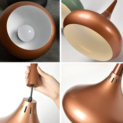 Modern solid wood chandelier with aluminium frame and single LED light head