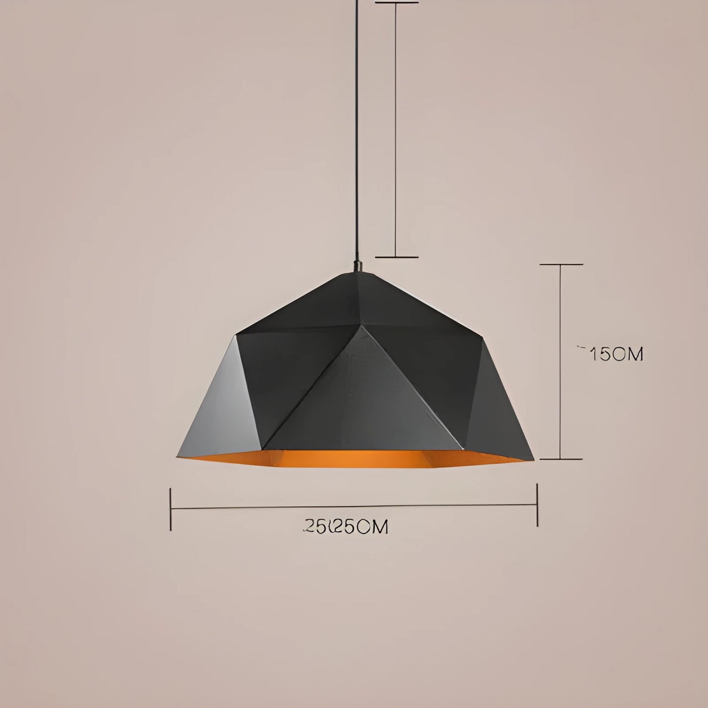 Nordic geometric iron chandelier with single head design in black or white colour options
