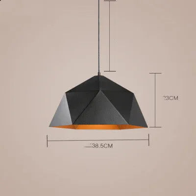 Nordic geometric iron chandelier with single head design in black or white colour options
