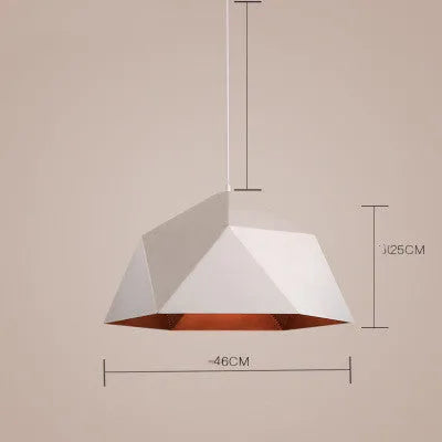 Nordic geometric iron chandelier with single head design in black or white colour options