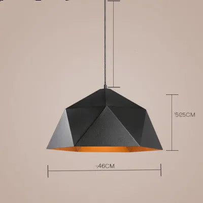 Nordic geometric iron chandelier with single head design in black or white colour options
