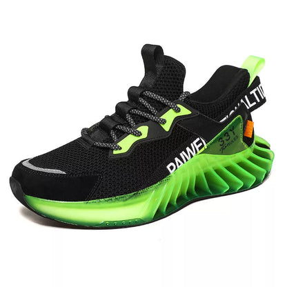Men's and youth breathable running shoes with shock absorption and reflective details