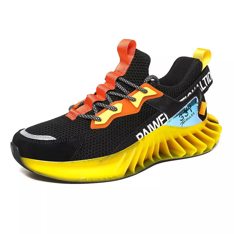 Men's and youth breathable running shoes with shock absorption and reflective details