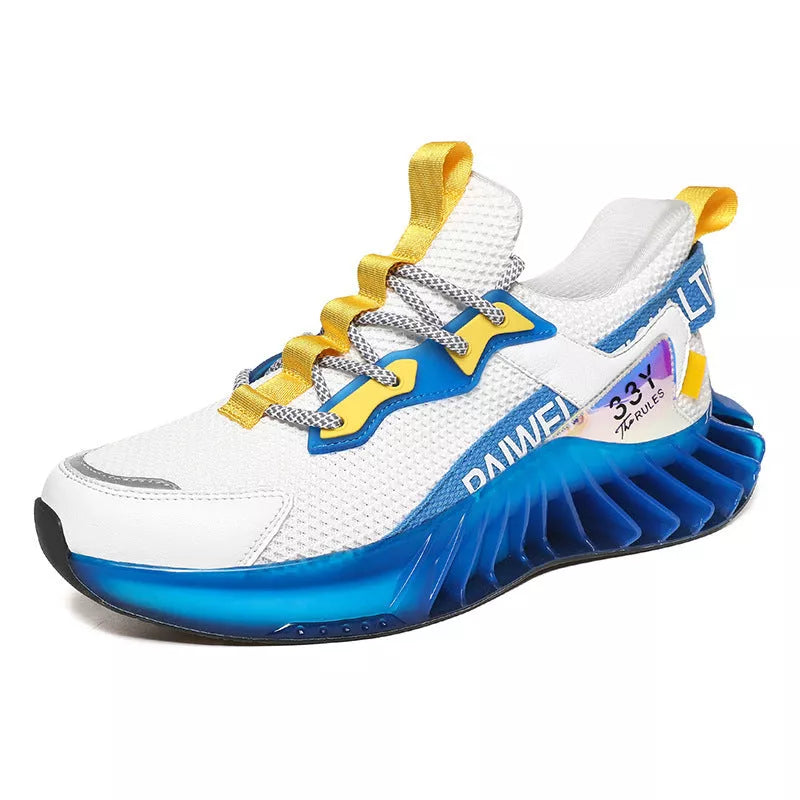 Men's and youth breathable running shoes with shock absorption and reflective details