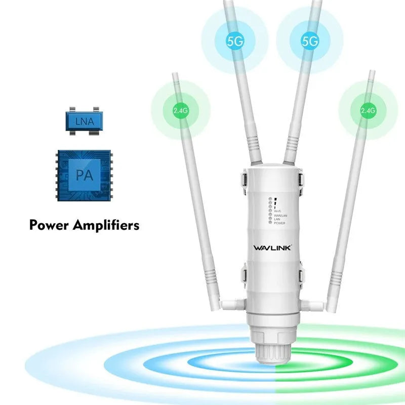 White AC600 outdoor dual-band wireless access point for long-range WiFi extension.