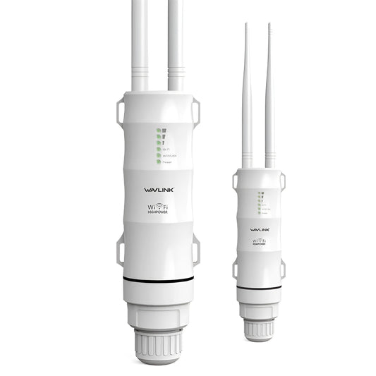 White AC600 outdoor dual-band wireless access point for long-range WiFi extension.