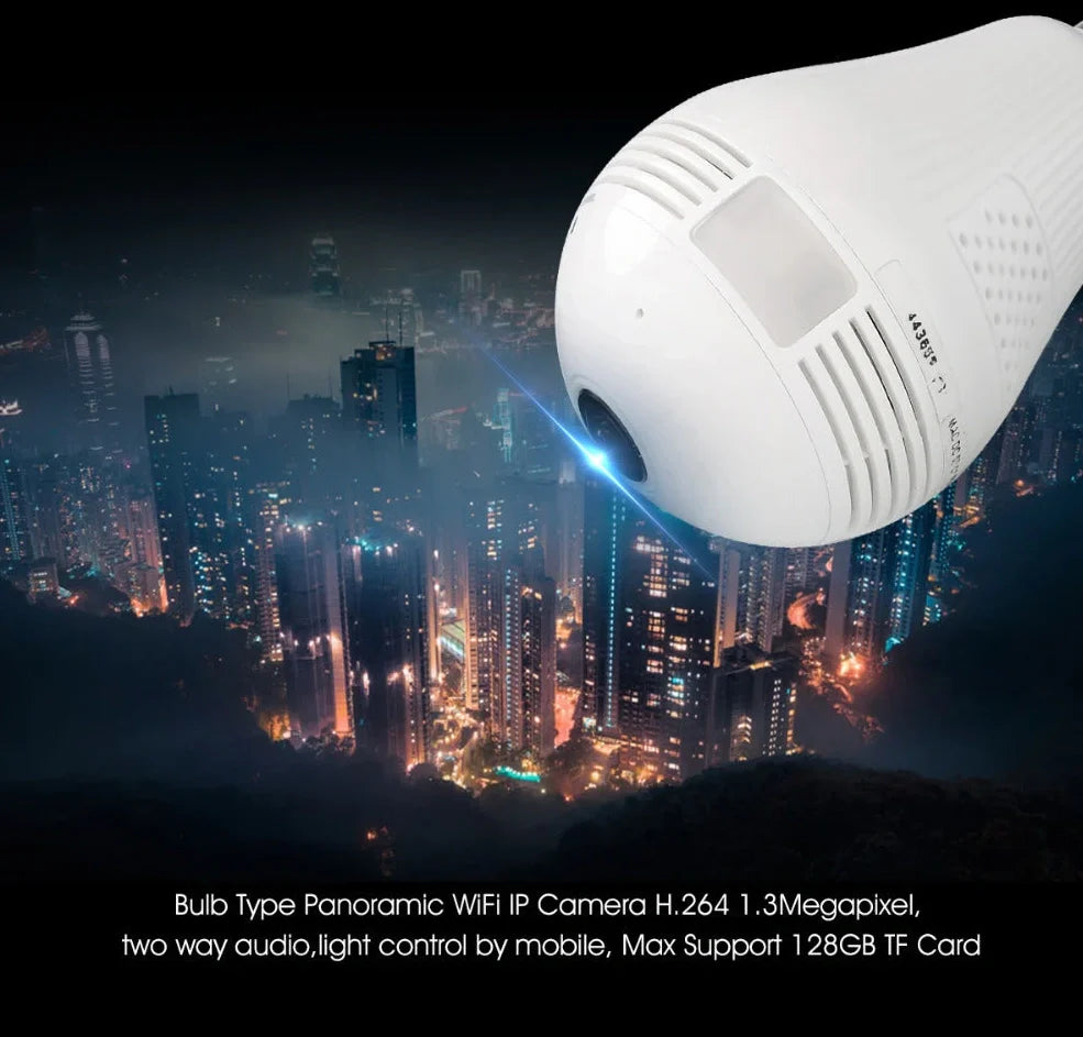 Wireless security bulb camera with 360-degree rotation and 3.6mm lens