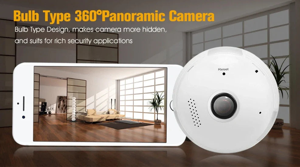 Wireless security bulb camera with 360-degree rotation and 3.6mm lens