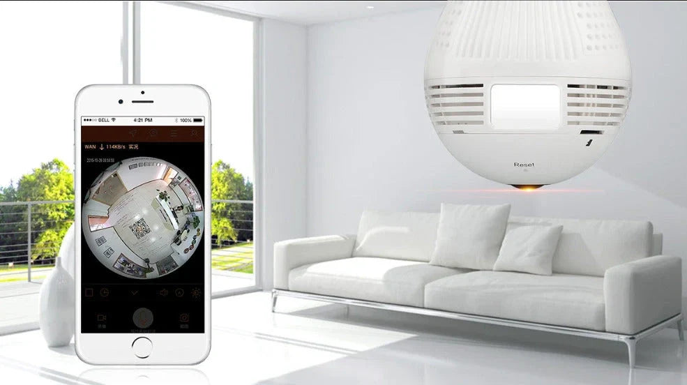 Wireless security bulb camera with 360-degree rotation and 3.6mm lens