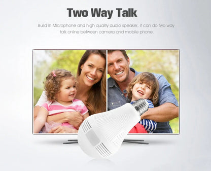 Wireless security bulb camera with 360-degree rotation and 3.6mm lens