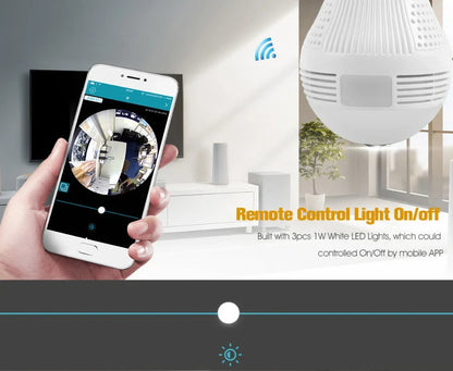 Wireless security bulb camera with 360-degree rotation and 3.6mm lens