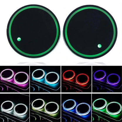 Solar-powered LED luminous water cup non-slip mat for cars