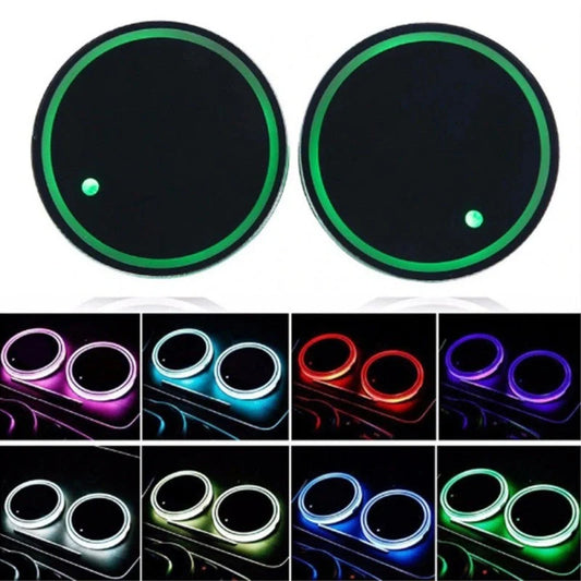 Solar-powered LED luminous water cup non-slip mat for cars