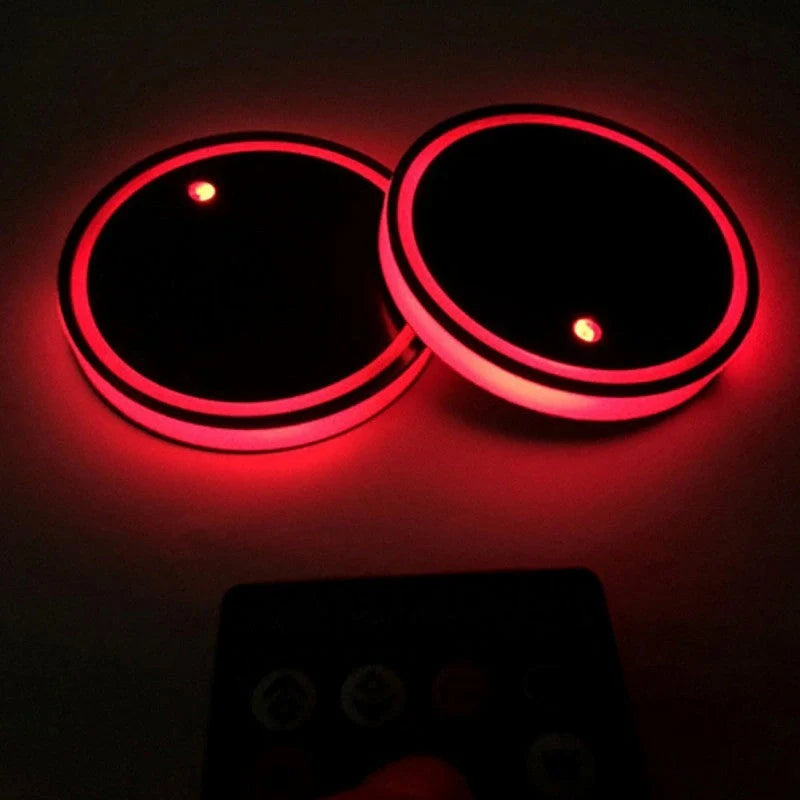 Solar-powered LED luminous water cup non-slip mat for cars