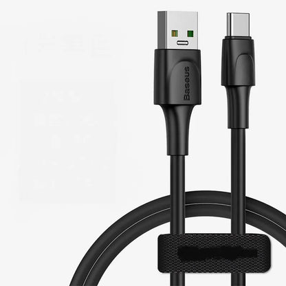 Baseus black and white Android fast charge cables with Micro USB connectors in 1m and 2m lengths.