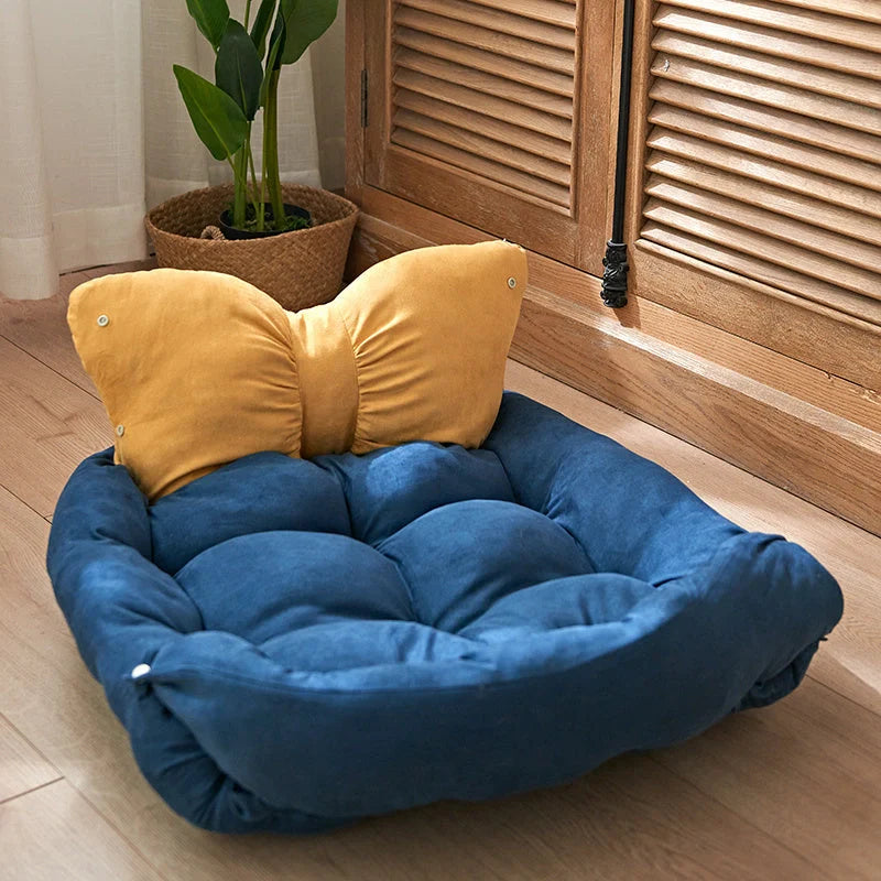 Four Seasons Universal Pet Mattress in light pink, yellow, and blue, suitable for small, medium, and large pets