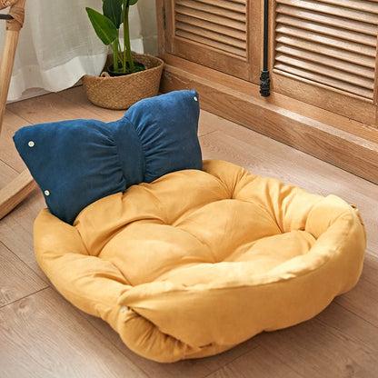 Four Seasons Universal Pet Mattress in light pink, yellow, and blue, suitable for small, medium, and large pets