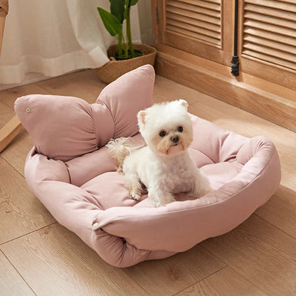 Four Seasons Universal Pet Mattress in light pink, yellow, and blue, suitable for small, medium, and large pets