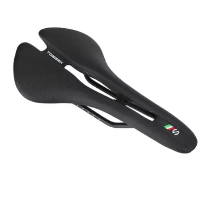 Comfortable long-distance bicycle saddle with high steel plastic base in black, white, or red