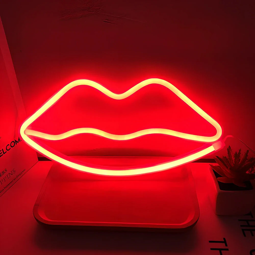 LED neon light with moon design measuring 280mm wide, 250mm high with USB and battery power options