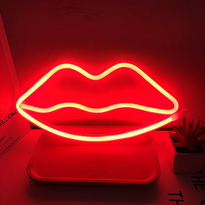 LED neon light with moon design measuring 280mm wide, 250mm high with USB and battery power options