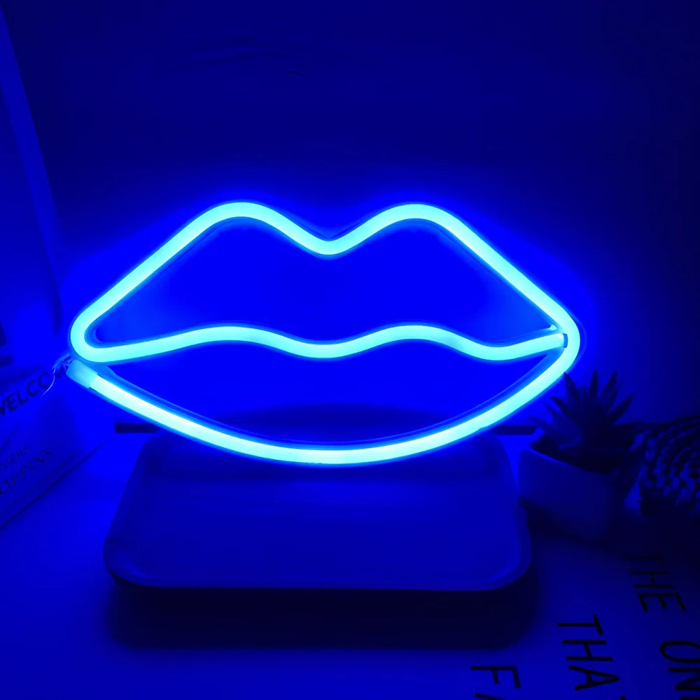 LED neon light with moon design measuring 280mm wide, 250mm high with USB and battery power options